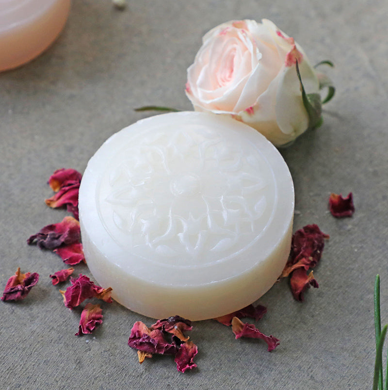 Rose of Damascus mini Ma'amoul soap - handcrafted uplifting travel-size soap - Lebanese artisan bath product